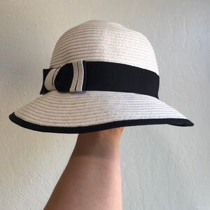Scala Hat creamy white with Black Trim summer summer beach horse races